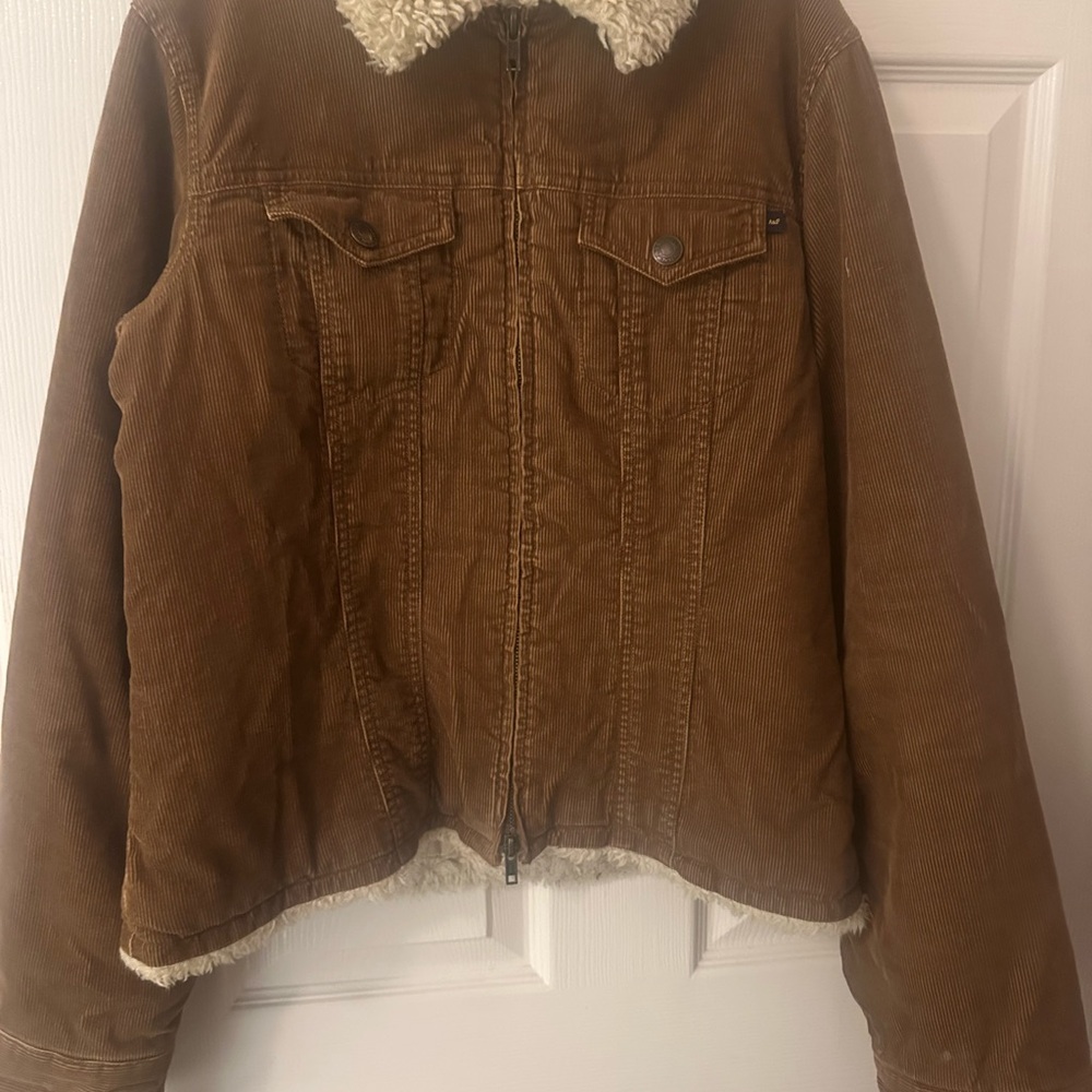 90’s Brown Corduroy Jacket Sherpa/Collar fur trucker Abercrombie and fitch large